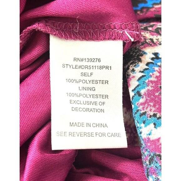 DR2 Womens Sz L Burgundy Mini Dress Cold Shoulder Lightweight Faux Wrap Lined N3 - Picture 12 of 13